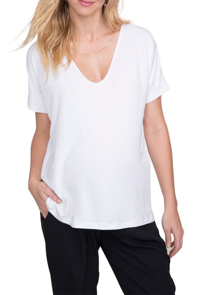 The Perfect Vee Maternity T-Shirt, Main, color, WHITE
