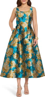 Tahari ASL Brocade Sleeveless Cocktail Dress
