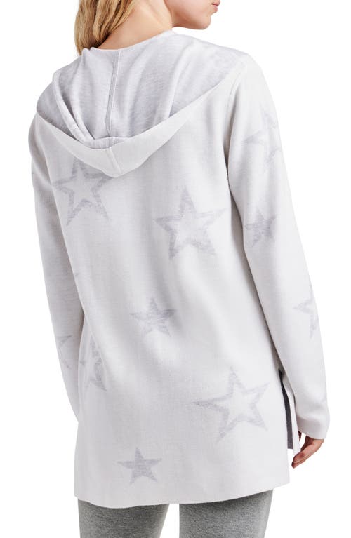 Splendid Sydney Star Print Reversible Open Front Hooded Cardigan In White