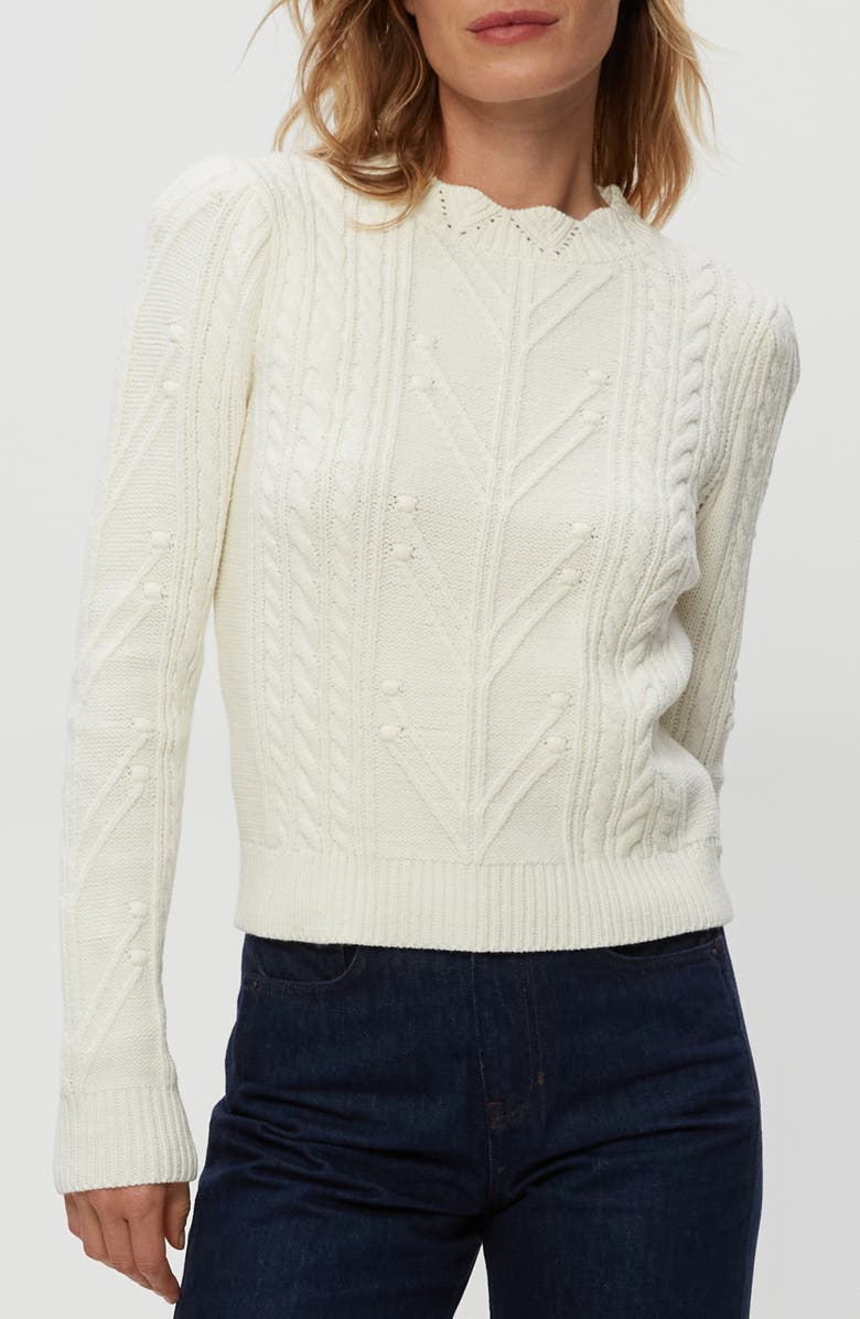 Michael Stars Pia Puff Shoulder Cable Stitch Sweater, Main, color,
