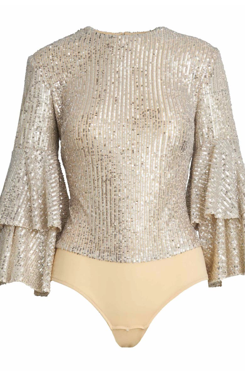 Ruffle 3/4 Sleeve Sequin Bodysuit