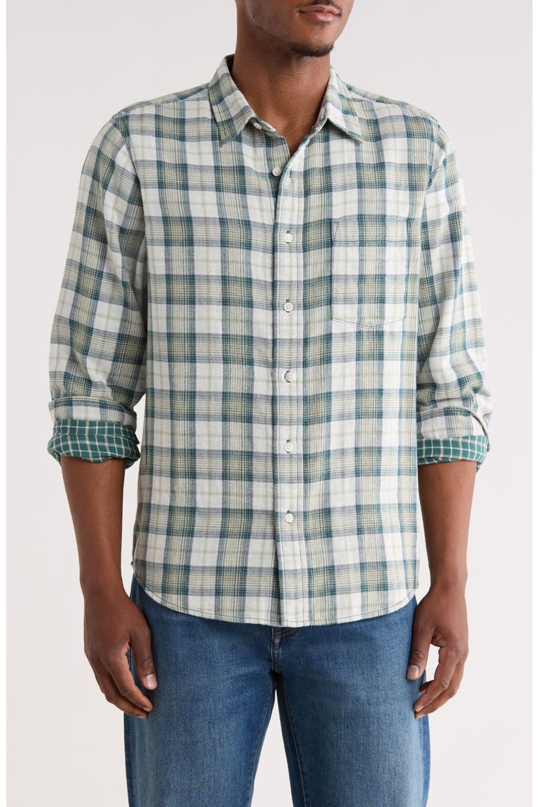 Duofold Flannel Button-Up Shirt, Main, color, GREEN MILO PLAID