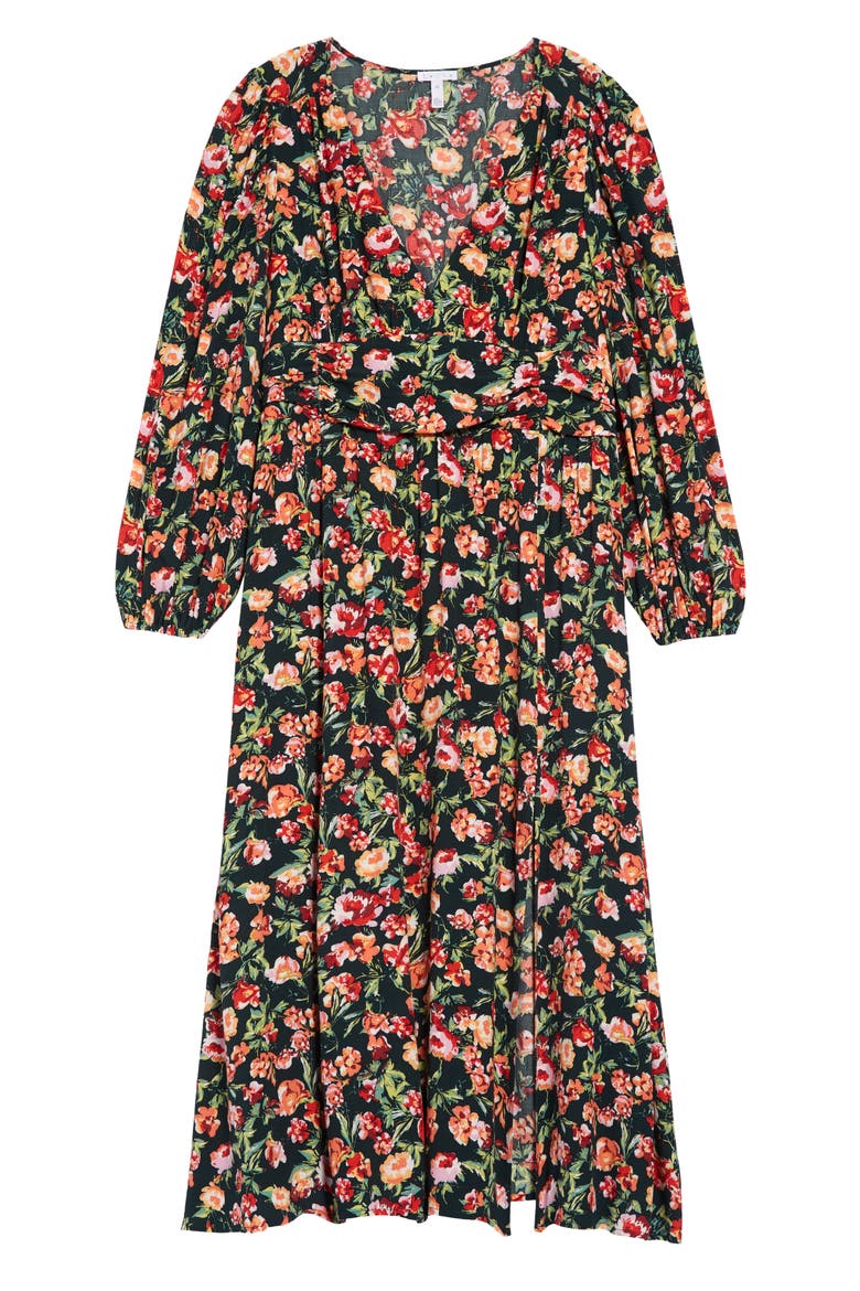 Floral Print Long Sleeve Dress, Main, color, GREEN SPRING MEDLEY