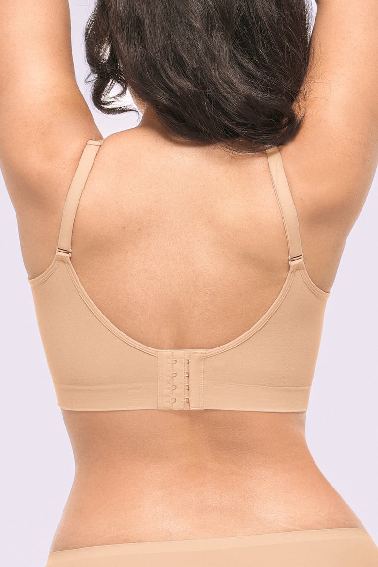 Wireless Seamless Comfy Non Padded V Neck Bra, Alternate, color, Beige