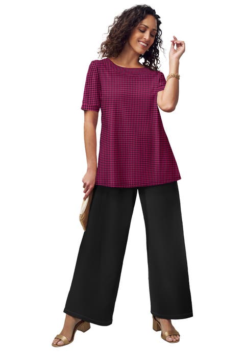 Stretch Knit Boatneck Swing Tunic (Plus)