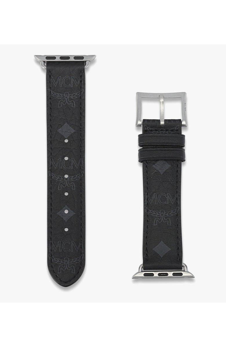 MCM Apple Watch Band in Visetos, Alternate, color, Black