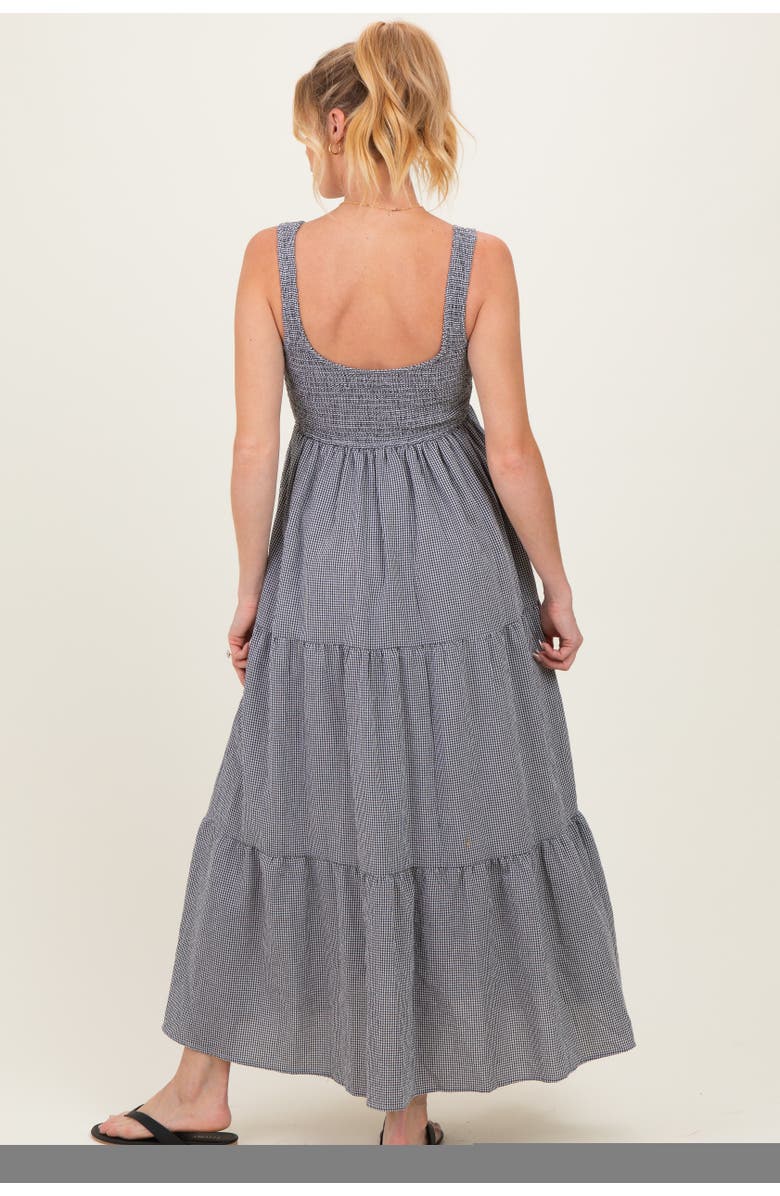 PinkBlush Gingham Smocked Bodice Maxi Dress, Alternate, color, Black
