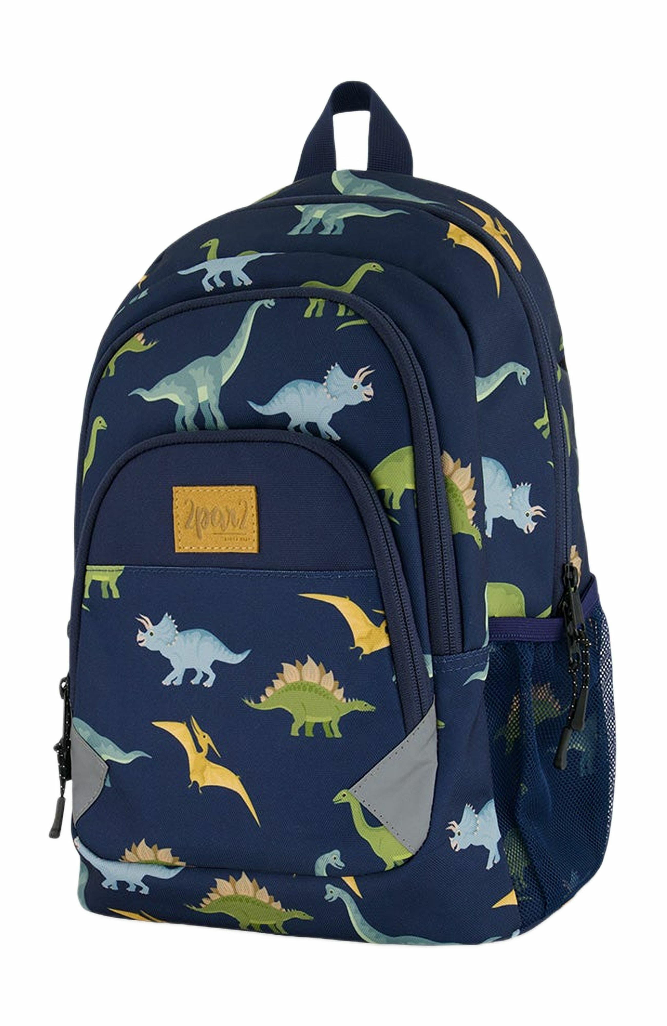 Deux par Deux Little Boy's Toddler Backpack Navy Blue Printed Dinosaurs, Alternate, color, 