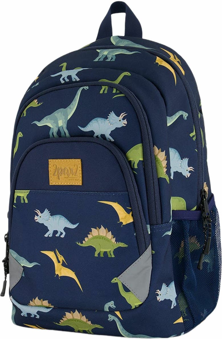 Deux par Deux Little Boy's Toddler Backpack Navy Blue Printed Dinosaurs, Alternate, color,