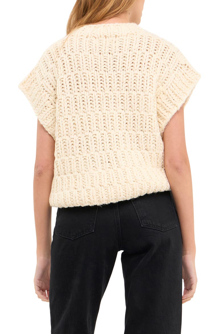 Chunky Cap Sleeve Sweater, Alternate, color, IVORY