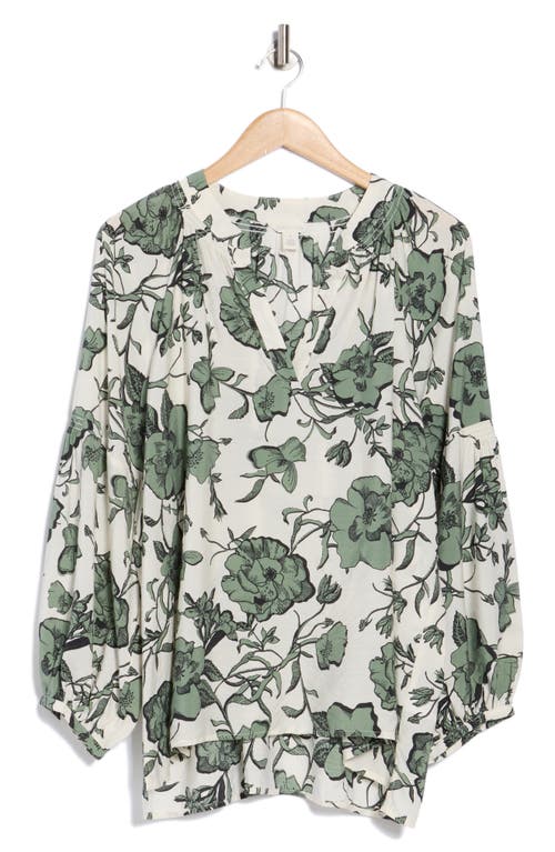 Caslon ® Floral Long Sleeve Popover Top In Green