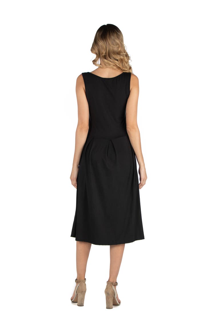 Maternity Fit and Flare Sleeveless Midi Dress with Pockets, Alternate, color, Black