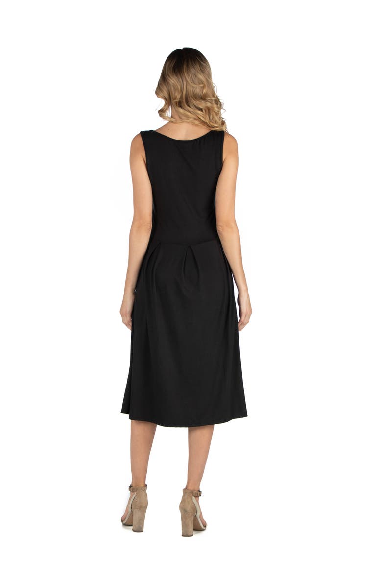 24seven Comfort Apparel Maternity Fit and Flare Sleeveless Midi Dress with Pockets, Alternate, color, Black