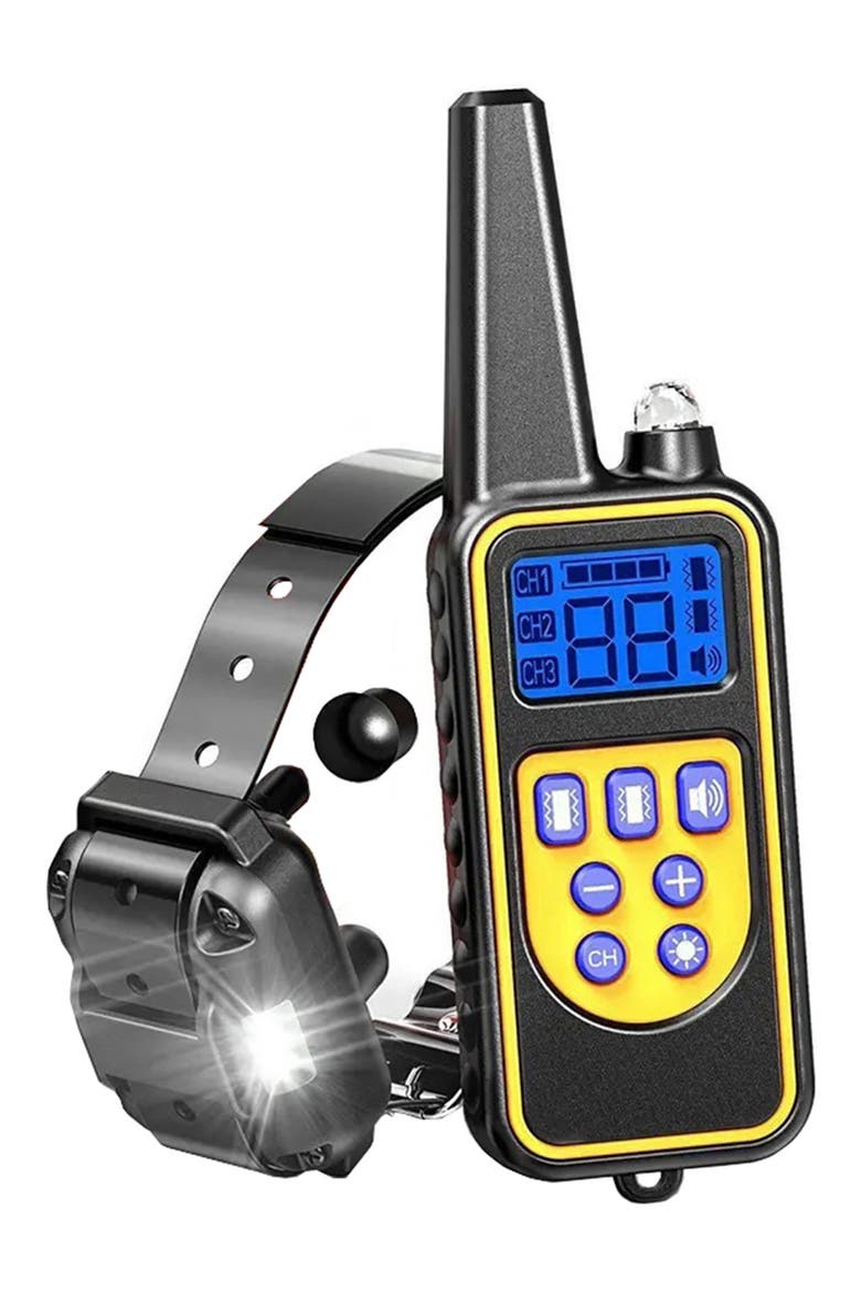Barkshield LED 1-to-3 Dog 900-Yard Range 7-Level Vibration and Sound Training Dog Collar, Alternate, color, ORANGE/ BLACK