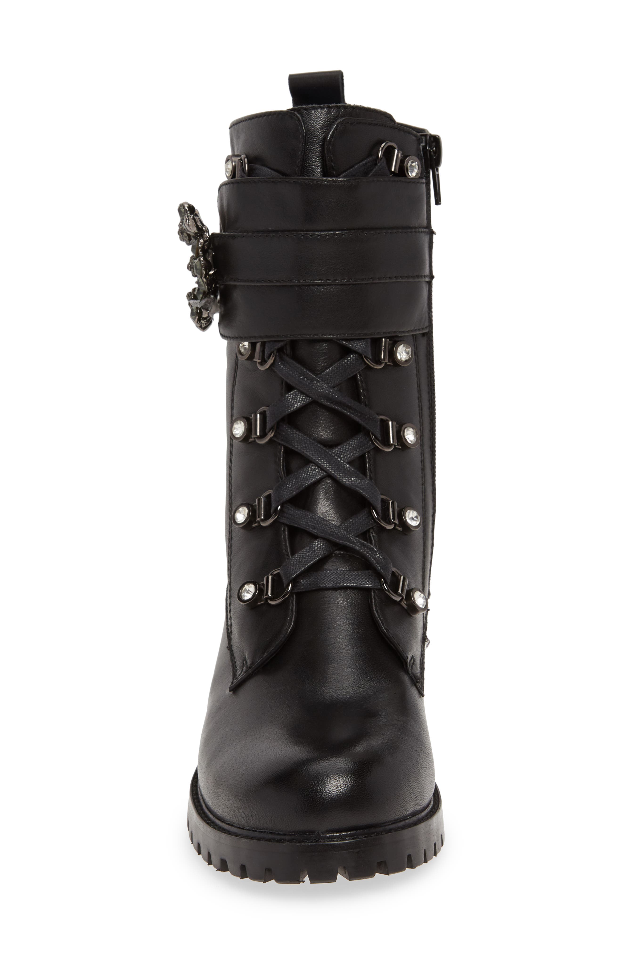 Win Brooch Combat Boot, Alternate, color, BLACK LEATHER