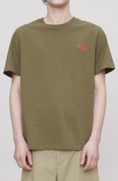 Apc Logo-embroidered Cotton-jersey T-shirt In Green