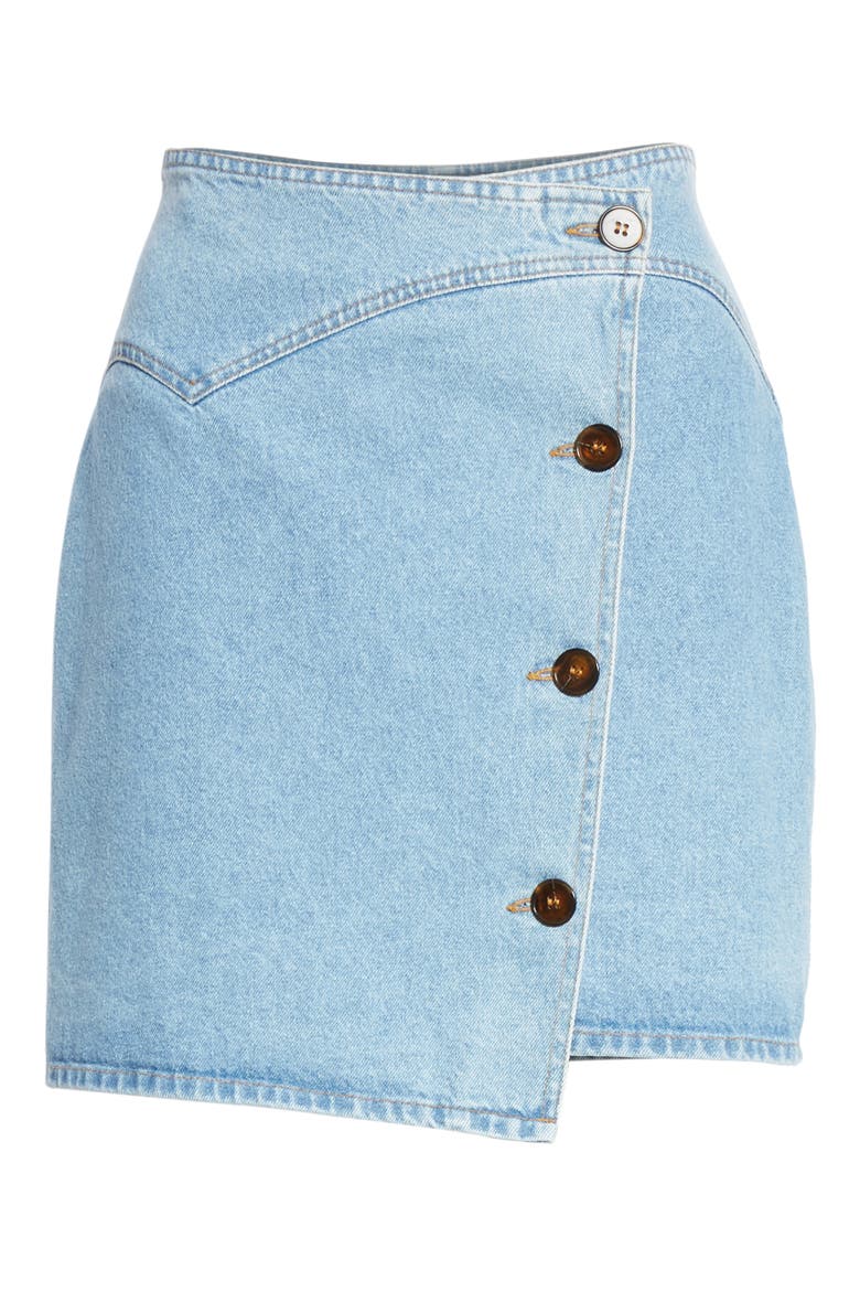 Amita Denim Wrap Skirt, Alternate, color, 80S WASH
