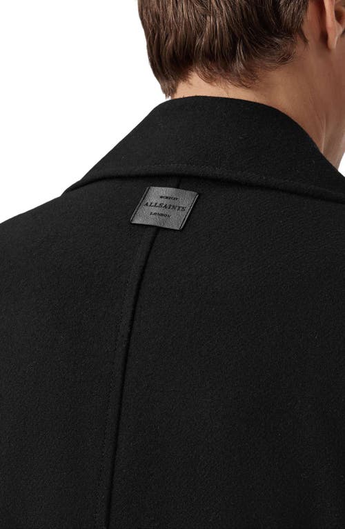 Allsaints Mens Black Curran Double-breasted Wool-blend Coat In Gray