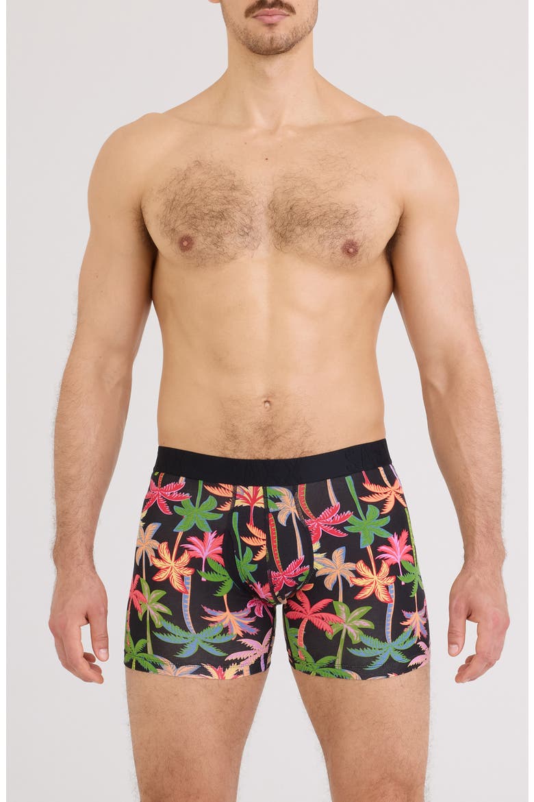 DropTemp™ Cooling Cotton Boxer Briefs, Main, color, MIXED PALMS-BLACK