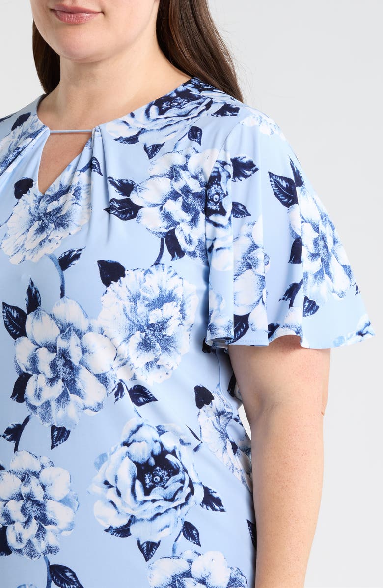 Anne Klein Pleated Flutter Sleeve Top, Alternate, color, Lakeshore Multi