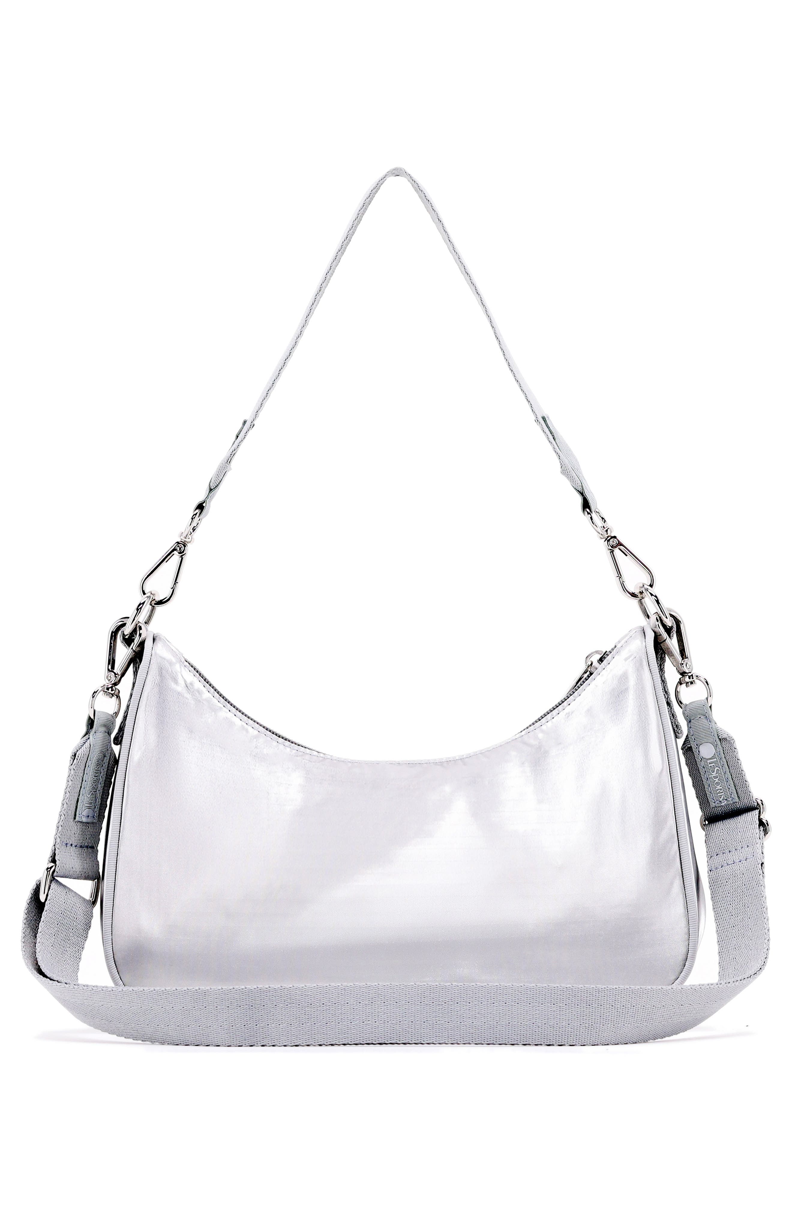 LeSportsac Small Shine Nylon Shoulder Bag, Alternate, color, Silver Shine L