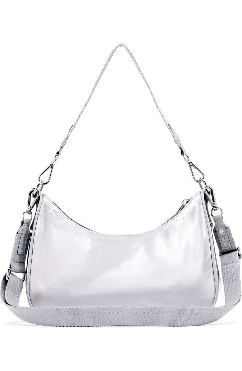 LeSportsac Small Shine Nylon Shoulder Bag, Alternate, color, Silver Shine L