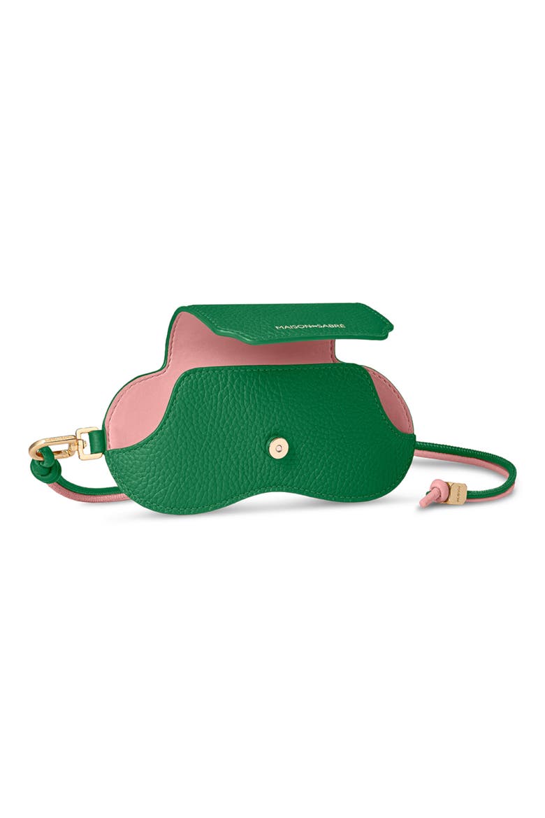 Leather Sunglasses Sling Case, Alternate, color, Emerald Lily