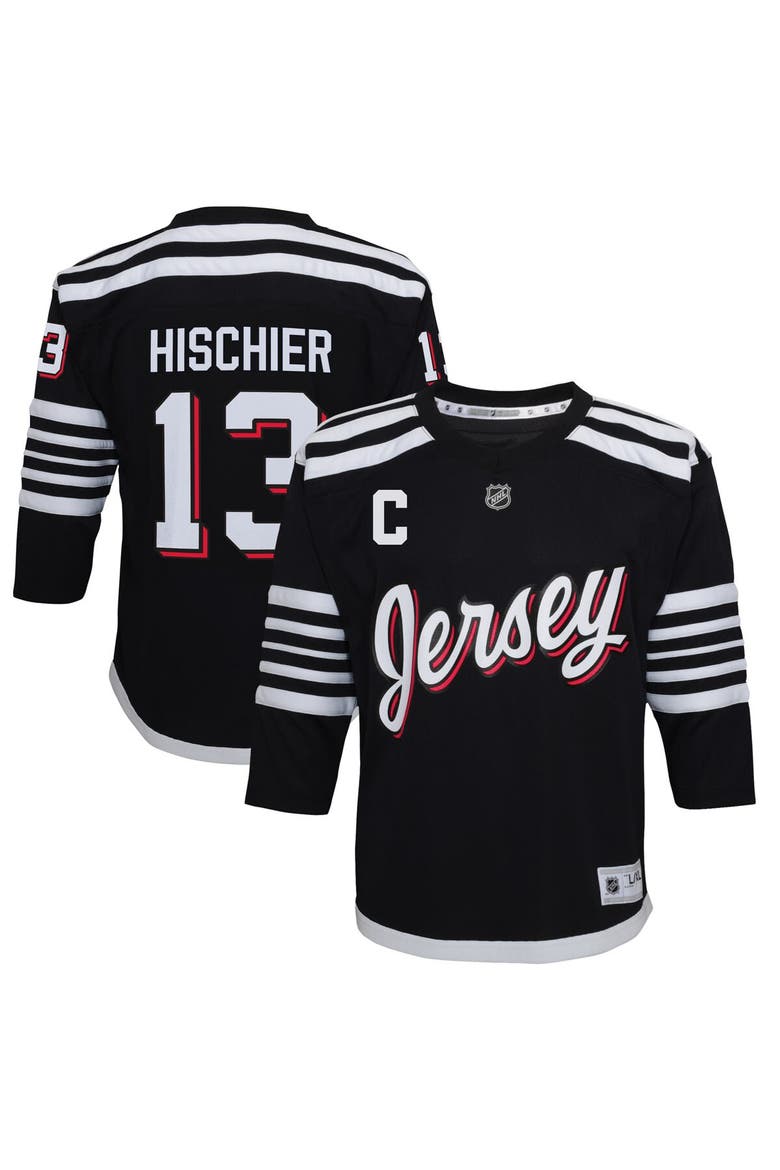 Preschool Nico Hischier Black New Jersey Devils 2021/22 Alternate Replica Player Jersey, Main, color, Black