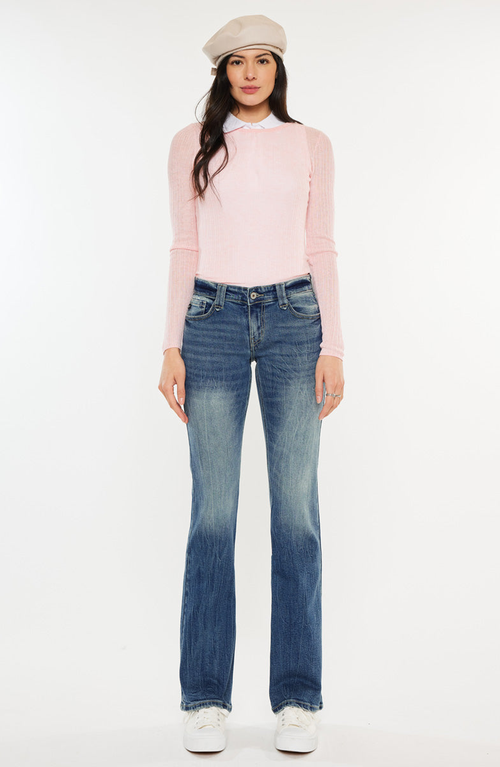 Kancan Jewel Low Rise Bootcut Jeans In Blue