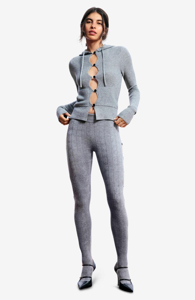 Desigual Hooded Cashmere Blend Cardigan, Alternate, color, Gray