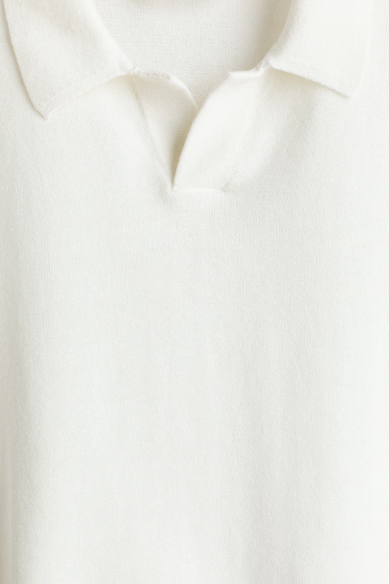 Fine-knit Cotton Polo Shirt, Alternate, color, Cream