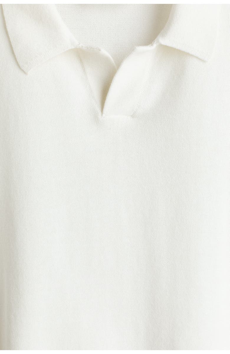 H&M Fine-knit cotton polo shirt, Alternate, color, Cream