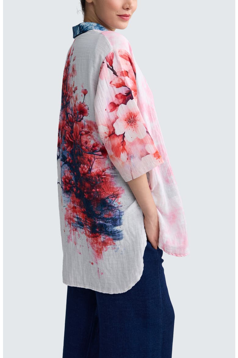 Rosalie Long Printed Muslin Shirt, Alternate, color, Sakura