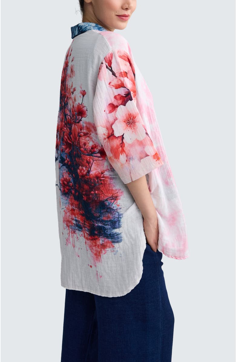 LUUKAA Rosalie Long Printed Muslin Shirt, Alternate, color, Sakura