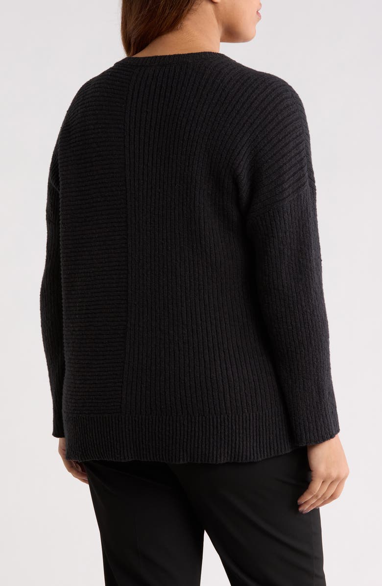 Eileen Fisher Crewneck Rib Organic Cotton Blend Sweater, Alternate, color, Black