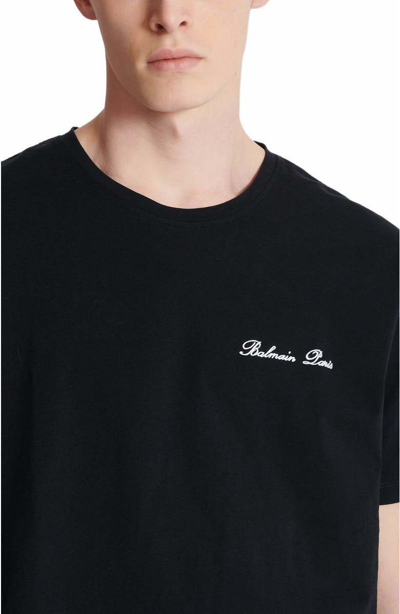 Balmain Embroidered Balmain Signature T-Shirt, Alternate, color, Black