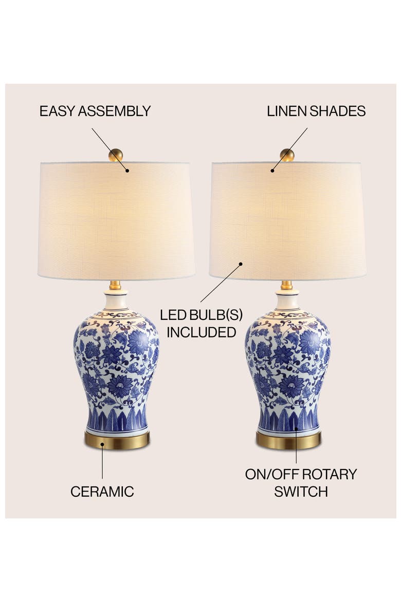 Jennifer 25.75" Ceramic/Metal LED Table Lamp, Blue/White, Alternate, color, Blue/White