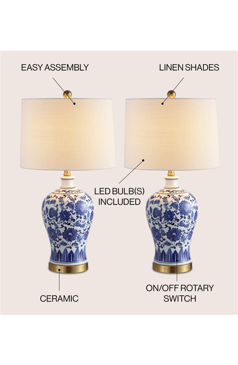 JONATHAN Y Jennifer 25.75" Ceramic/Metal LED Table Lamp, Blue/White, Alternate, color, Blue/White
