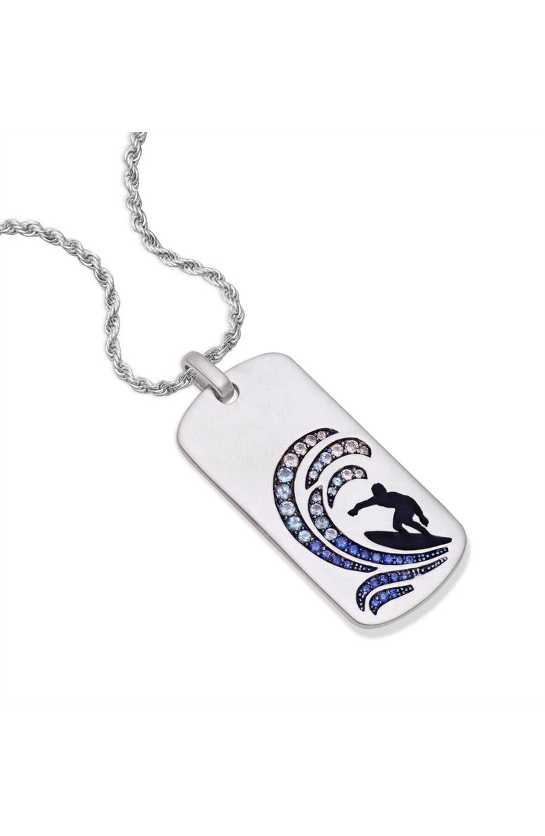 LuvMyJewelry Surfer Paradise Sapphire & Topaz Silver Tag Necklace, Alternate, color, Silver