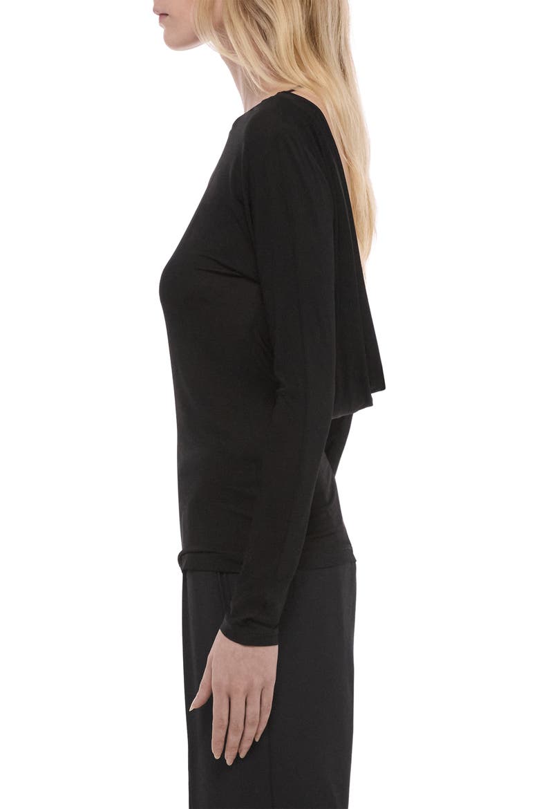 Cowl Back Long Sleeve Top, Alternate, color, BLACK
