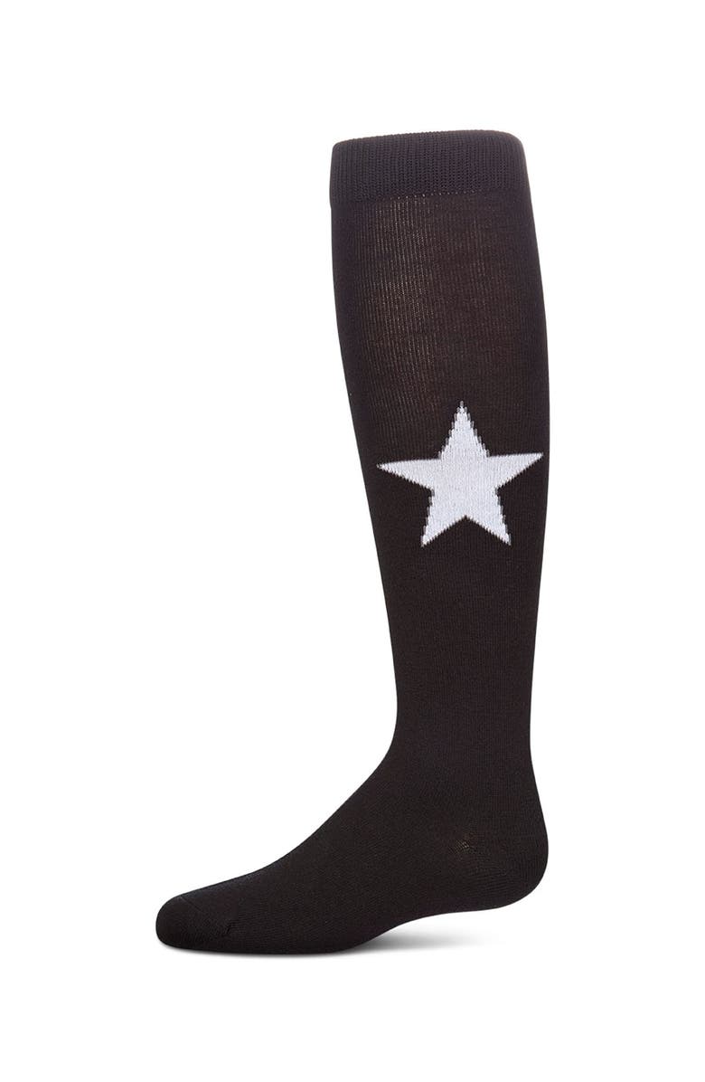 MeMoi Star Themed Knee Sock, Main, color, Black