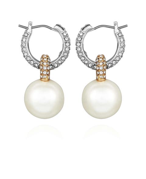 Pearl Drop Hoop Earrings