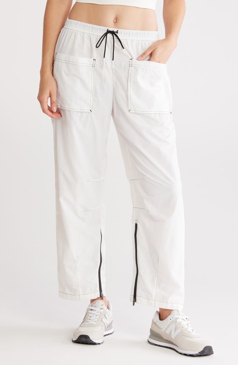 Free People Fly By Night Water Resistant Crop Hiking Pants, Main, color, Black And White Combo
