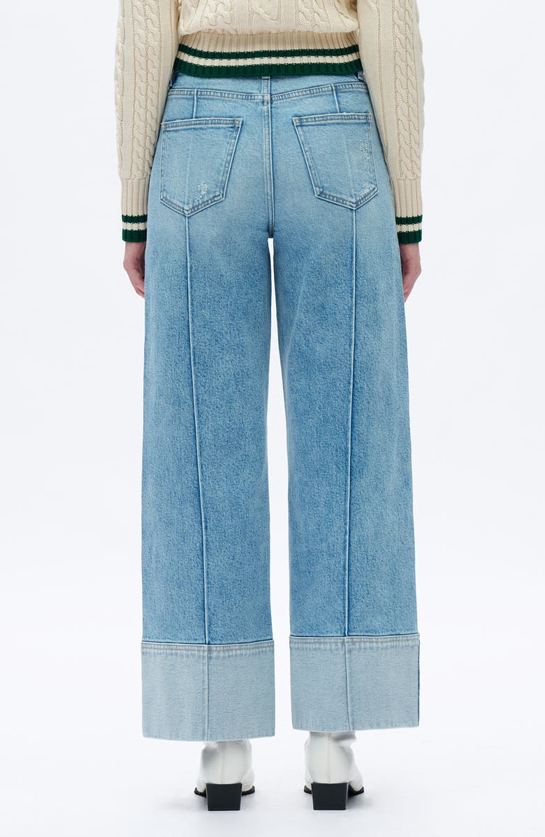 Bayeas Cuffed Seamed High Waist Wide Leg Jeans, Alternate, color, Light Blue