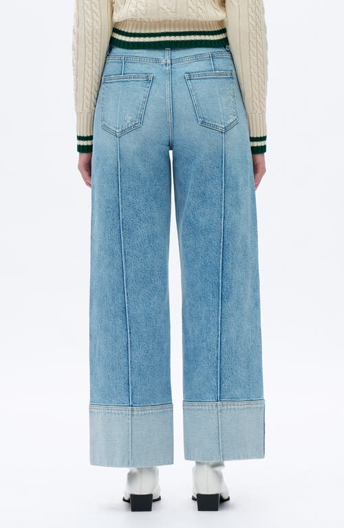 Bayeas Cuffed Seamed High Waist Wide Leg Jeans In Blue