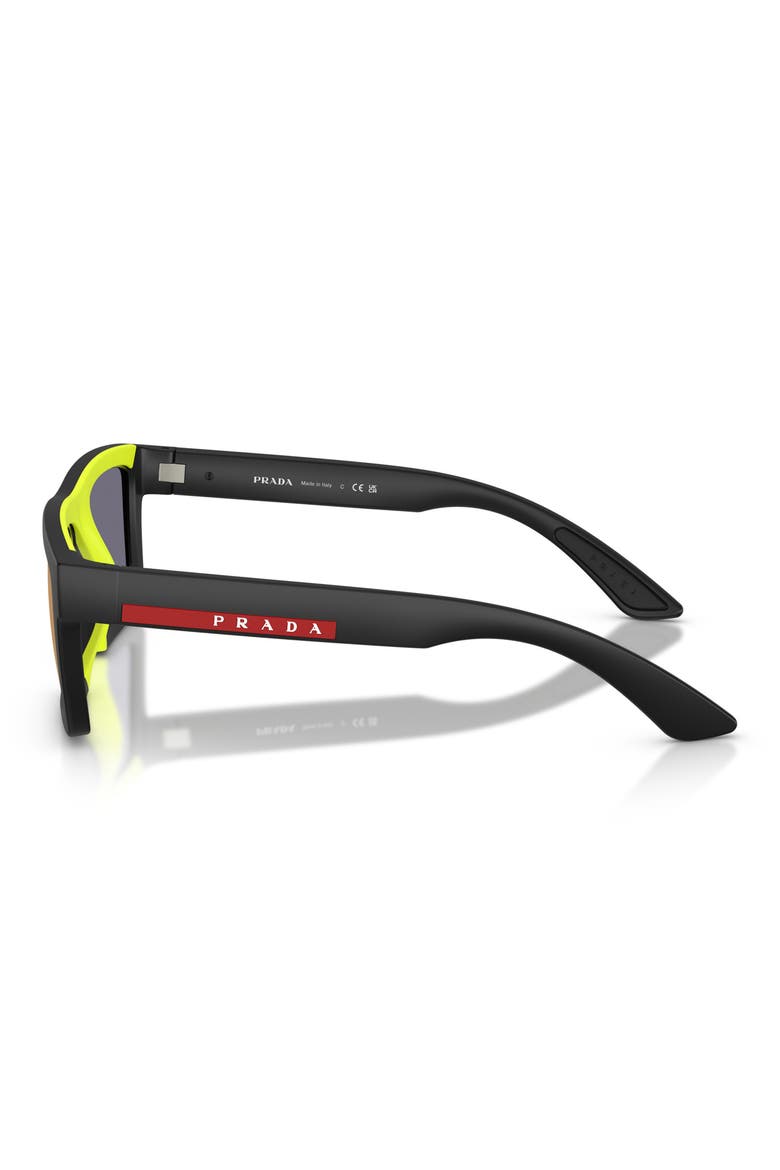 55mm Rectangular Sunglasses, Alternate, color, MATTE BLACK/ GREY MIRROR RED