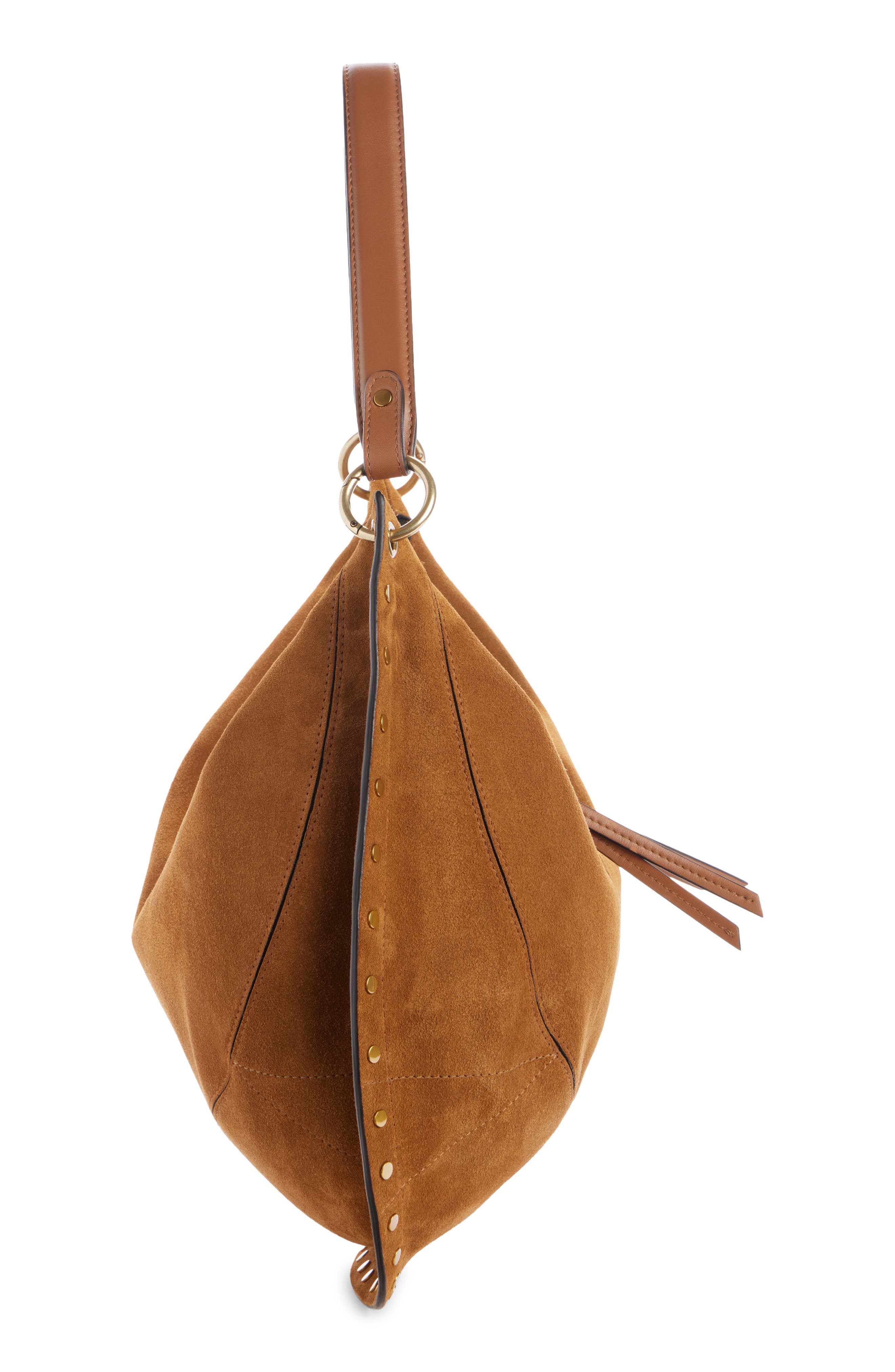 Oskan Soft Studded Suede Hobo, Alternate, color, COGNAC 50CO