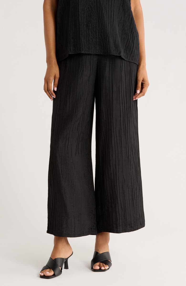Eileen Fisher Wide Leg Stretch Silk Ankle Pants, Main, color,