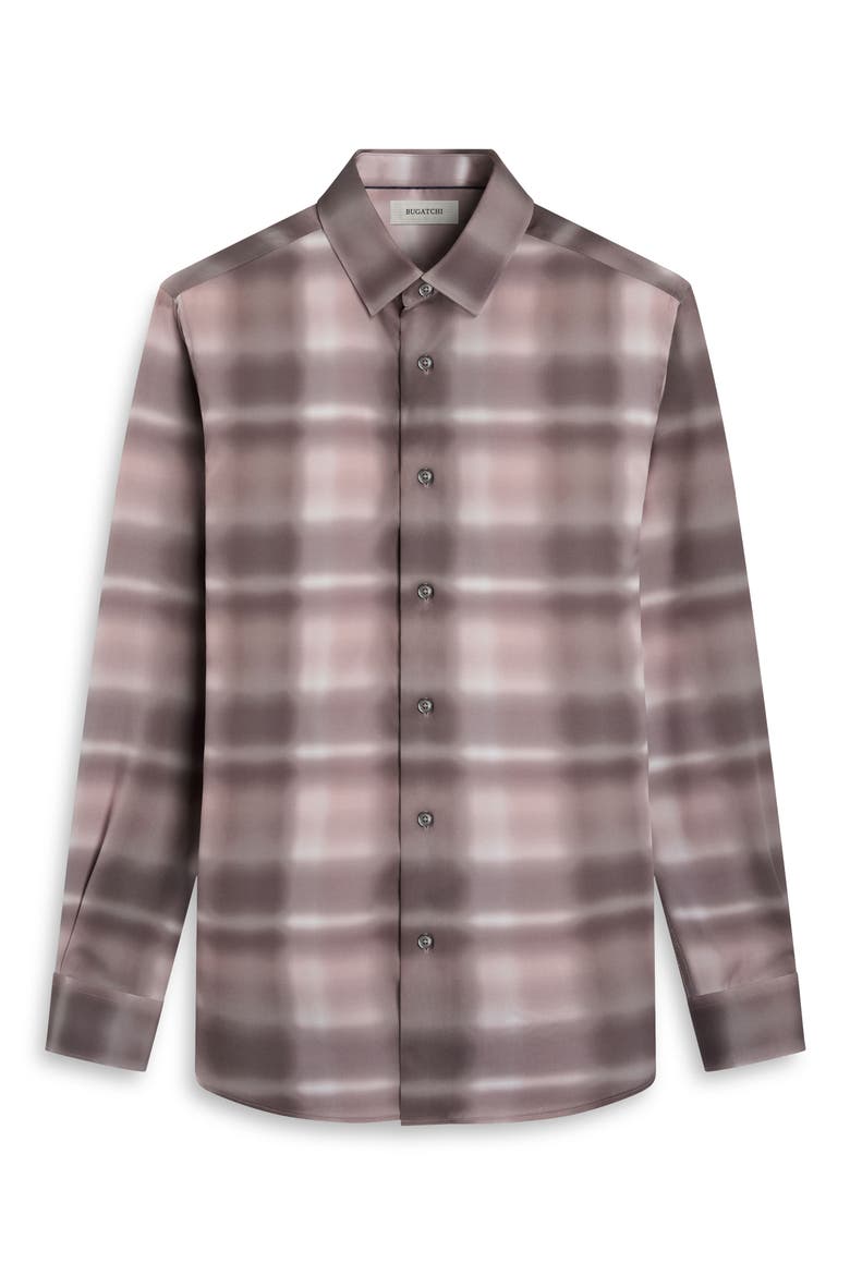 Julian Shaped Fit Abstract Check Lyocell Button-Up Shirt, Alternate, color, WOOD ROSE