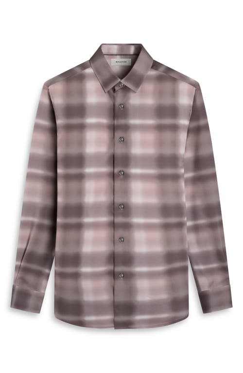 Bugatchi Julian Shaped Fit Abstract Check Lyocell Button-up Shirt In Burgundy